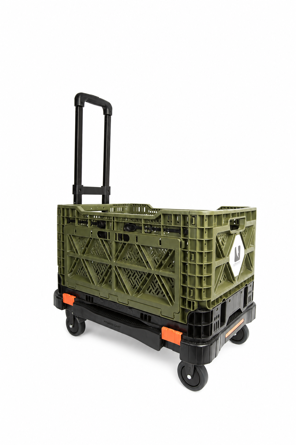T-48 rolling cart carrying a loaded Transformer Crate on a clean white background